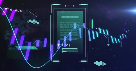 Wall Mural - Animation of science data processing over diagrams