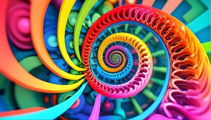 Poster - Vibrant abstract spiral symbolizing programming loops, highlighting continuous cycles and iterations in a captivating visual design.