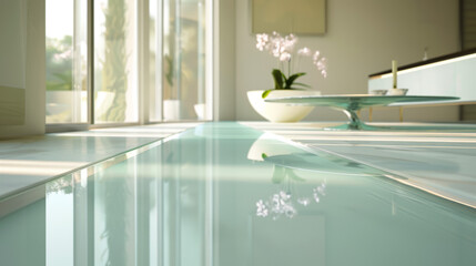 Wall Mural - glass surfaces: elements that replicate glass with reflections and refractions, adding lightness and
