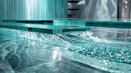 Wall Mural - glass surfaces: elements that replicate glass with reflections and refractions, adding lightness and
