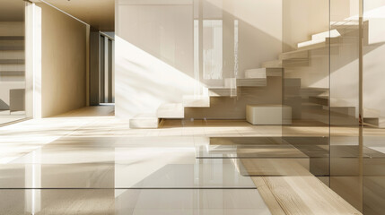 Wall Mural - glass surfaces: elements that replicate glass with reflections and refractions, adding lightness and