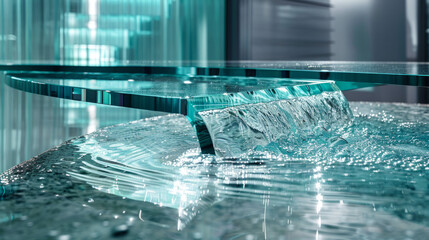Wall Mural - glass surfaces: elements that replicate glass with reflections and refractions, adding lightness and