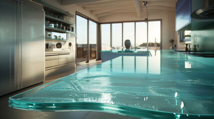 Wall Mural - glass surfaces: elements that replicate glass with reflections and refractions, adding lightness and
