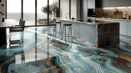 Wall Mural - glass surfaces: elements that replicate glass with reflections and refractions, adding lightness and