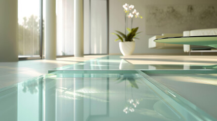 Wall Mural - glass surfaces: elements that replicate glass with reflections and refractions, adding lightness and
