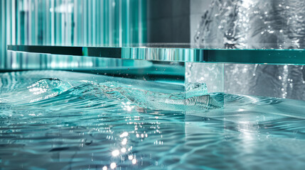 Wall Mural - glass surfaces: elements that replicate glass with reflections and refractions, adding lightness and
