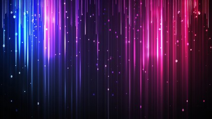 Wall Mural - Abstract digital texture featuring vertical blue and purple light lines with glitch effects