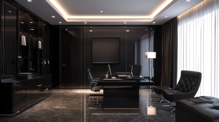 Black office interior