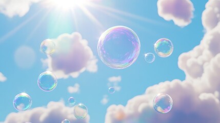 Wall Mural - Soap bubbles flying in the sky