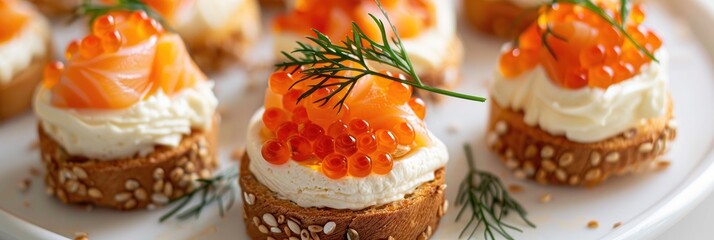 Wall Mural - Cream Cheese, Cod Roe, and Salmon Appetizers