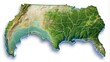 © Four888 - Outline of Mississippi state boundary against a white background, showcasing the Gulf of Mexico coastline and northern borders with Tennessee and Alabama.