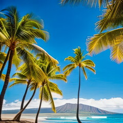 Wall Mural - Palms and Ocean View