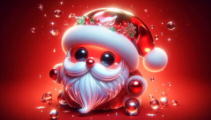 Poster - Funny glass chubby Santa Claus. Christmas celebration time
