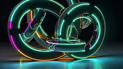 Aufkleber - 3D rendering of a neon blank logo mockup, futuristic and stylish design with neon lights forming the logo, creating a dynamic and attention-grabbing visual, 3D rendering with realistic neon effects