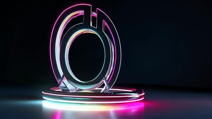 Aufkleber - Neon lights form a futuristic and stylish design in a 3D rendering of a blank logo mockup. The dynamic visual, enhanced by realistic neon effects, makes for an attention-grabbing display