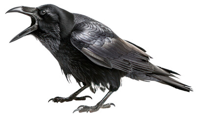 PNG Black raven with open beak