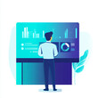 © Stock Kingdom - Businessman Analyzing Data on a Large Screen with Graphs and Charts