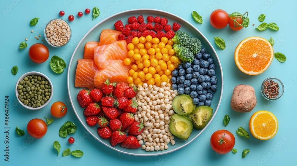 infographic illustrating a balanced meal plate with proper portion ...
