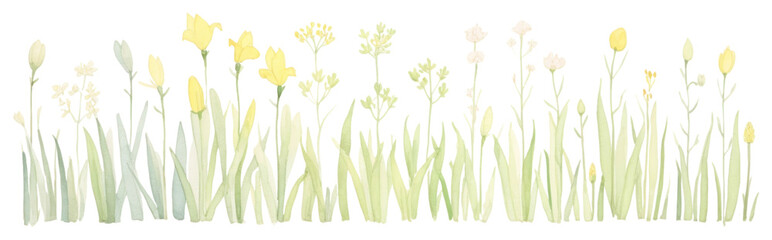 Poster - PNG Spring as divider watercolor illustrated daffodil painting.