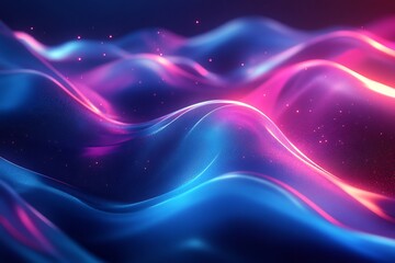 Sticker - Modern abstract design glowing neon light flowing wave lines blue and pink hues and geometric shapes Vibrant futuristic texture with motion and energy