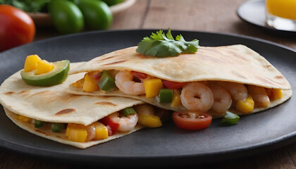 Wall Mural - shrimp quesadillas with mango salsa