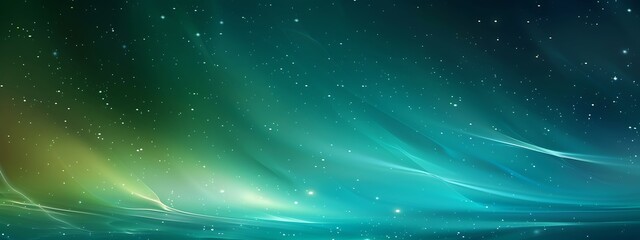 northern lights wavy glitter background, arctic holiday atmosphere, green blue gradient wallpaper, graphic abstract light beam glowing effect, night stars sky, milky way art banner, magic space scene