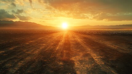 Canvas Print - Sunset Over a Field