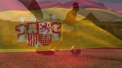 Poster - Animation of flag of spain over diverse rugby players
