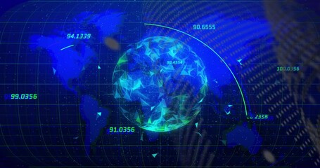 Poster - Animation of digital data processing over globe
