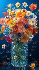 Wall Mural - Stunning bouquet made entirely of eyeglasses.