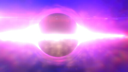 Wall Mural - abstract glowing object resembling a black hole surrounded by bright light in a deep blue space