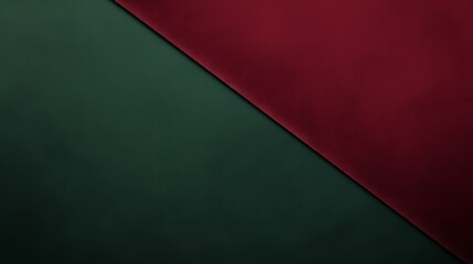 Poster - Burgundy and green matte background forming a diagonal composition, providing ample copy space for advertising or design