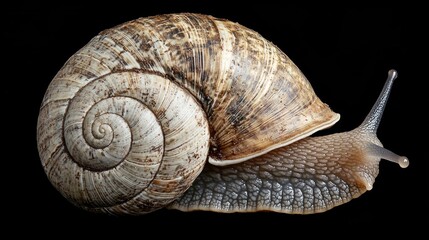 Close-up of a Snail with Its Shell