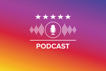 Wall Mural - Podcast. Podcasting Sound Audio Wave	