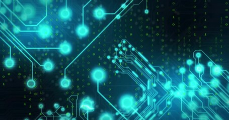 Poster - Animation of binary coding and digital data processing over computer circuit board