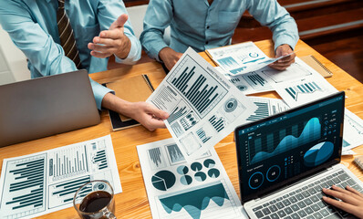 Poster - financial data analysis dashboard by fintech bi or business intelligence display on laptop screen to