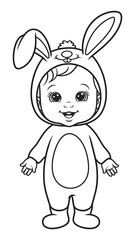 Sticker - child in a rabbit costume coloring