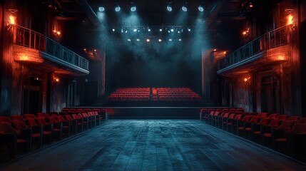 Poster - Bright dramatic stage lighting spotlight center focus wallpaper