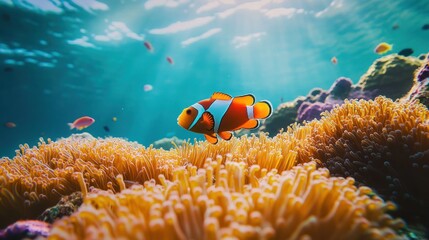 Wall Mural - Clownfish in Coral Reef