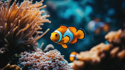 Wall Mural - Clownfish in Coral Reef