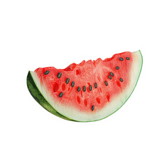 A juicy slice of fresh watermelon with visible seeds. Perfect for summer themes, healthy eating, and refreshing fruit visuals.