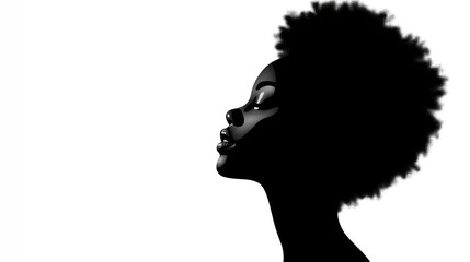 Wall Mural - A woman with a black afro is shown in a black and white photo