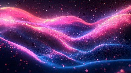 Abstract futuristic background neon blue and pink light flowing wave lines vibrant gradient and geometric shapes Energetic digital design with techinspired motion and glow