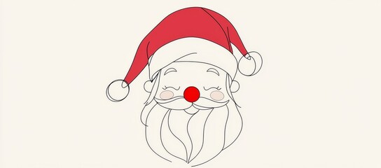 Wall Mural - santa claus is drawn in one continuous line. modern illustration isolated on white background.