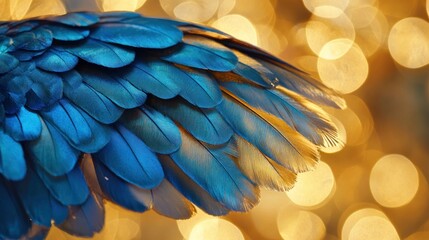 Close-up of vibrant bird feathers against a blurred background.