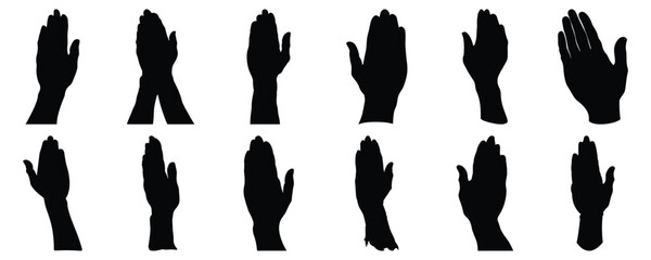 Wall Mural - Hand silhouette set vector design big pack of hand illustration and icon