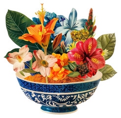 Poster - PNG  Flower Collage spices in bowl pattern flower graphics.