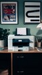 © Wix - A printer in an office setting ready for the days work