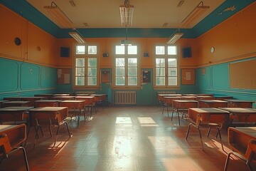 Wall Mural - Empty Classroom in an Abandoned School