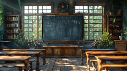 Wall Mural - Old School Classroom, Rustic charm